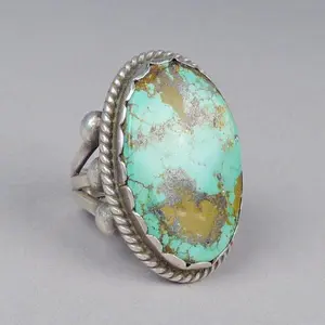 Hecheng Retro Green Turquoise Men's Ring - Cross-Border Fashion Costume Jewelry, Wish Top Seller for European & American Markets, Retro Rings