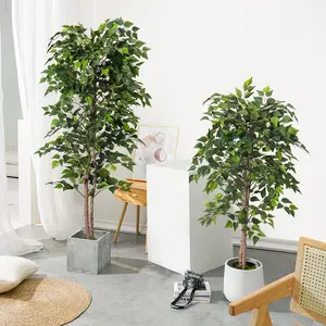 Artificial Birch Tree, Faux Green Birch Tree Fake Plant Realistic Leaf Plant, Artificial Tree for Indoor Hotel Home Decoration, Housewarming Gift