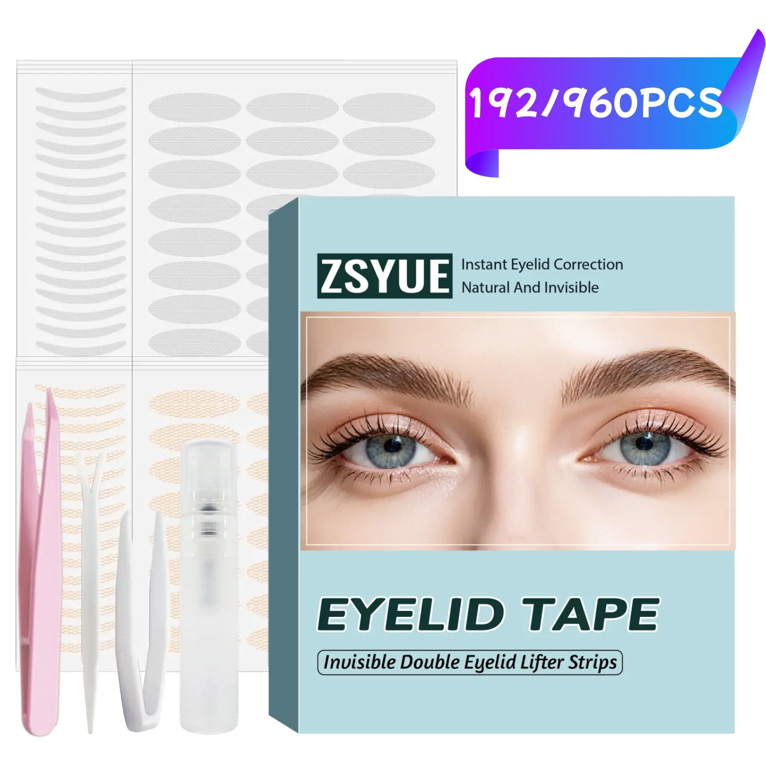 192/960 pcs Eyelid Patches, High Pack Options, Invisible Eyelid Lift Stickers for Inner Double Eyes, Non-Surgical Instant Eye Lifting Solution
