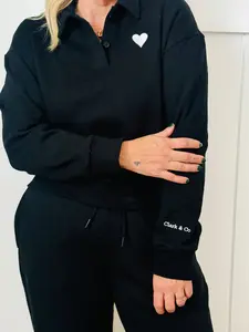 The Heart Polo Sweatshirt- Black