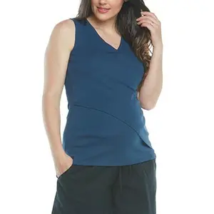 Blooming Women  Crossover Maternity & Nursing Tank 2-pack, Navy/White
