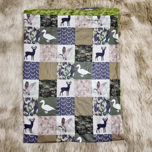 Deer duck camo printed hunting blanket baby boy comfort blankets