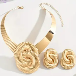 Women’s Metal Statement Necklace & Earrings Jewelry Set, Elegant Unique Bold Accessories, All‑Season Versatile Wear for Daily Outfits, Party Events, Weddings & Holiday Gift‑Giving