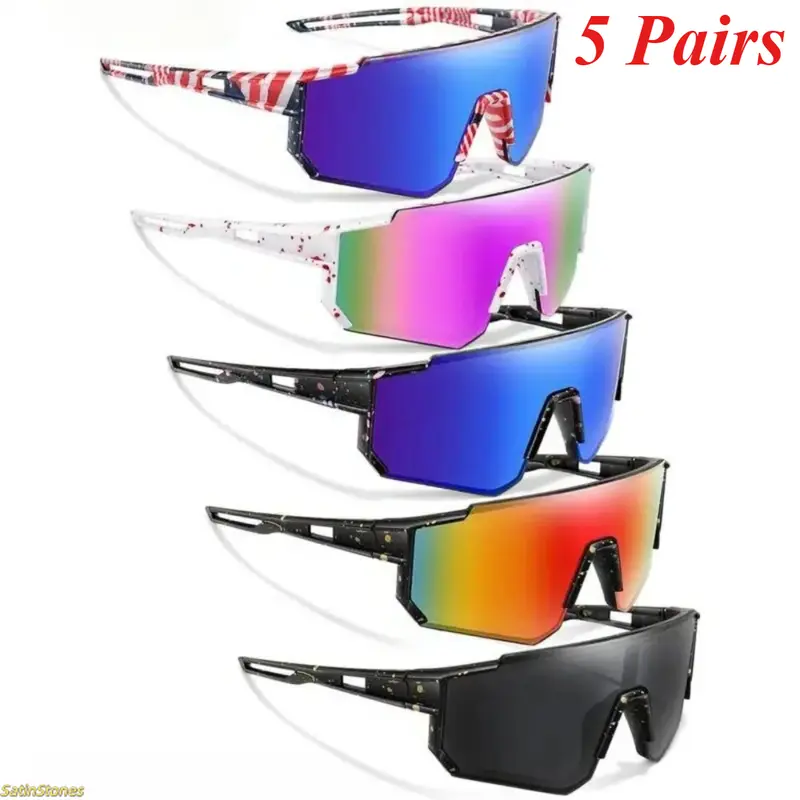 Unisex 5 Pairs 2026 Model UV-Protective Sunglasses - Active Eyewear, Modern Multicolor Stylish Accessories, Anti-Wind & Sand Baseball/Running Eyewear, UV-Safe Outdoors Eyes Shield, Blue Light Blocking Lens