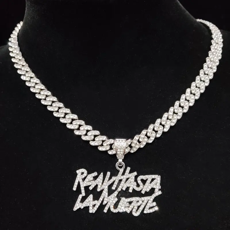 Fashion Letter Detail Pendant Cuba Necklace Cuban Link Chain for Men & Women, Zinc Alloy Hip Hop Jewelry, Fashionable Accessory, for Party, Club, Punk Accessories