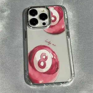 Creative New Fashion Billiard 8 Ball Pattern Phone Case, Full Coverage Tpu Metal Frame, Fits iPhone 17 16 15 14 13 12 11 Pro Max Air