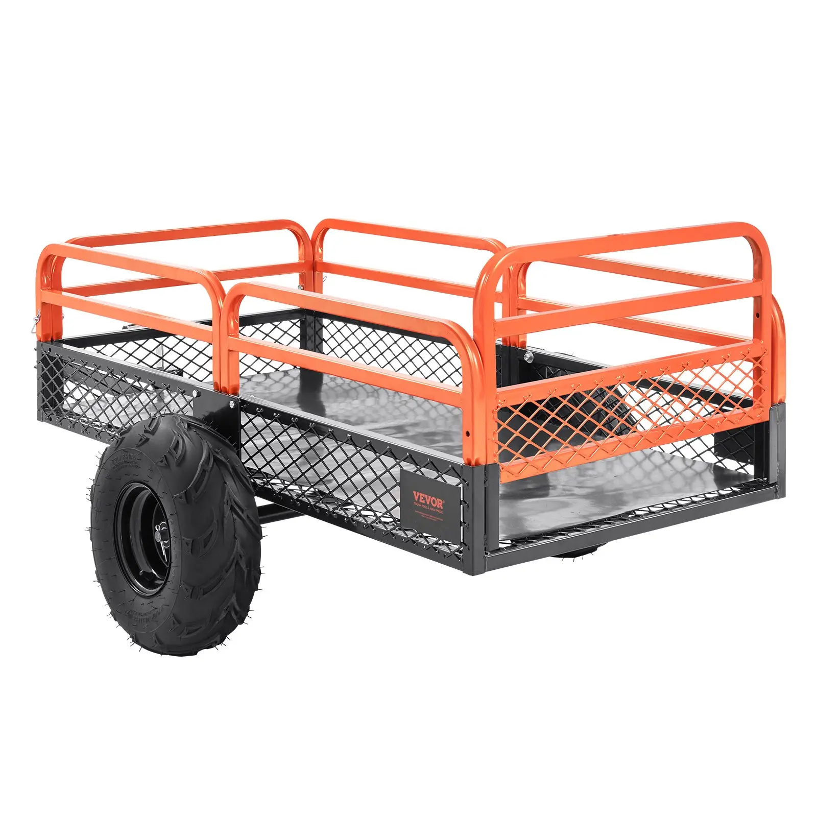 VEVOR Heavy-Duty Steel ATV Dump Trailer, 1500-Pound Load Capacity 15 Cubic Feet, with Removable Sides and 2 Tires, for Mowers/Tractors/ATV/UTV