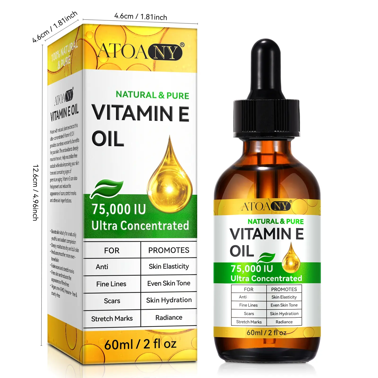 liquid vitamin e for skin ATOANY Vitamin E Oil, Moisturizing Hydrating Skin Care Oil, 75,000 IU,  Ultra-Concentrated, Moisturizes and Evens Skin Tone, Suitable for Dry and  Dull Skin, 60ml/bottle
