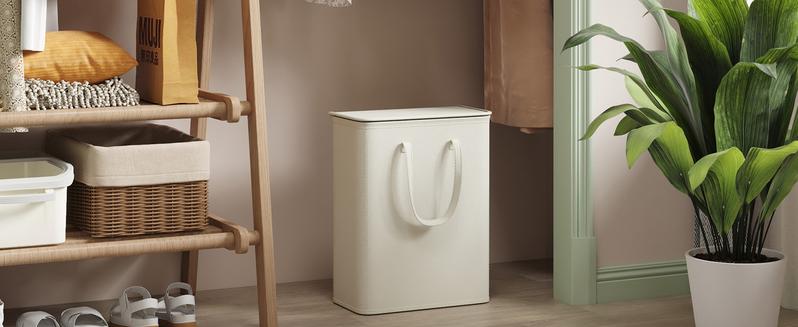 Lifewit 50L Slim Laundry Hamper Basket with Lid, Narrow Collapsible Clothes Storage, Easy Transport with Long Handles, Compact Design for Space Saving