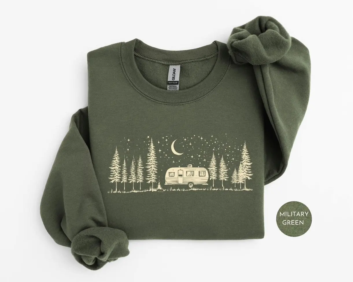 Retro Camping Sweatshirt, Vintage Camping Vacation Crewneck, Family Camping Matching Sweater, Nature Adventure Graphic Sweatshirt, Outdoor Lover Gift for Women & Men