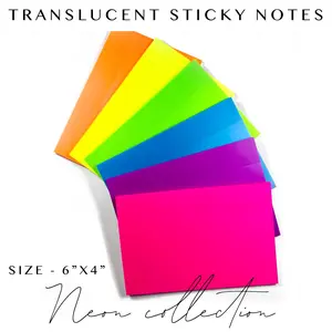 Translucent Sticky Notes - 6"x4" Unlined - Neon Collection