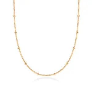 PAVOI 14K Gold Plated Bead Chain Necklace - Ball Station Chain Necklaces For Women PAVOI 14K Gold Plated Bead Chain Necklace - Ball Station Chain Necklaces For Women