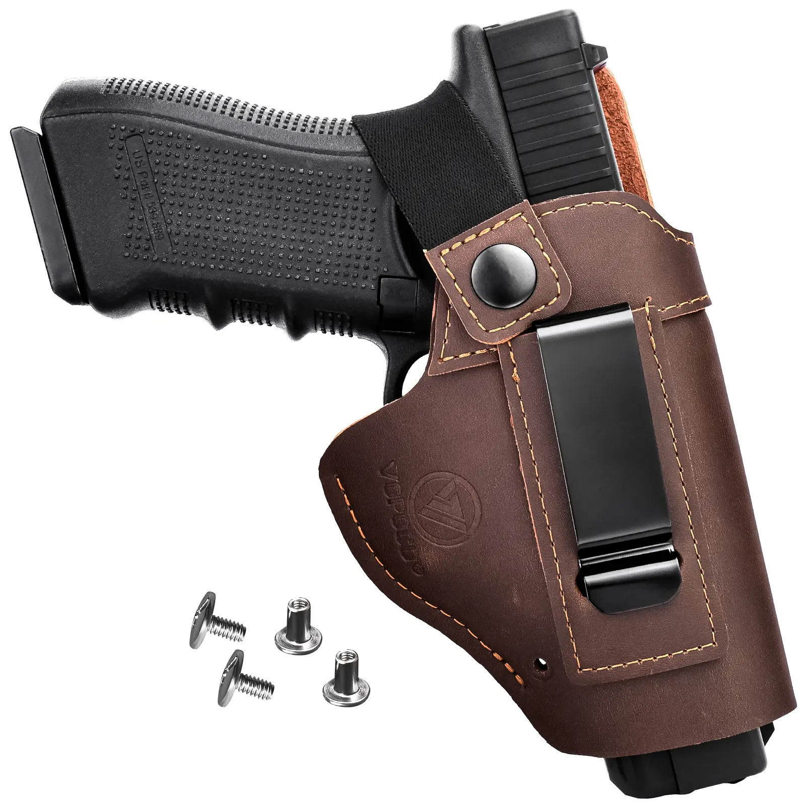 IWB Leather Holster for Glock 17/19/42/43X, Taurus G2/G2C/G3C, Concealed Carry Gun Holster Fits Sig P365 P320 Ruger LCP LC9S Springfield M&P 9mm Shield Adjustable Gun Holster for More Size Pistols