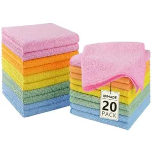 20 Pack Multicolor Face Towels (12" x 12"), Highly Soft Wash Cloths and Hand Towels, Fast Drying Multi-Purpose Microfiber Cleansing Cloths for Bathroom