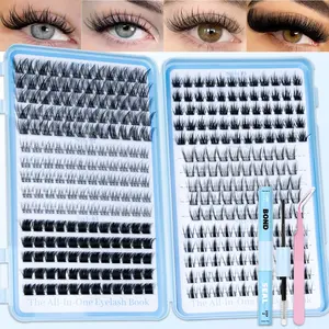 6/4 Styles DIY Lash Clusters Kit, 8D Wispy, False Eyelash Clusters Kit, Luxurious Volume, Fairy Lash Clusters Set, Soft Lightweight Curled Eyelashes, Waterproof Long-Lasting, Includes Bond&Seal&Tweezers