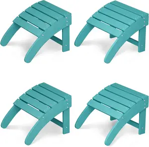 4Pcs Ottoman for Adirondack Chair, HDPE Adirondack Ottoman Footrest, Weather Resistance Outdoor Footstool for Outside Porch Pool Lawn Backyard-Blue