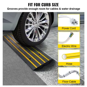 VEVOR Curb Ramp, 2.6" Rise Rubber Driveway Ramps, Heavy Duty 33069 lbs Weight Capacity Threshold Ramp, Curbside Bridge Ramps for Loading Dock Garage Sidewalk, Expandable Full Ramp Set