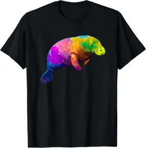 100% Cotton Cute Manatee Art For Men Women Sea Cow Lover Manatee T-Shirt