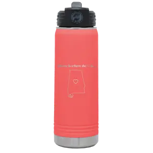 Alabama Heart 20 oz Water Bottle | Coral