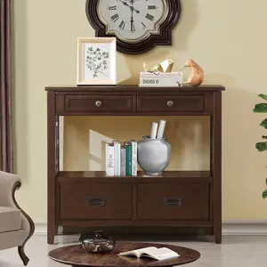 36" Farmhouse Pine Wood Console Table Entry Sofa Table with 4 Drawers & 1 Storage Shelf for Entryway Living Room Bedroom Hallway Kitchen