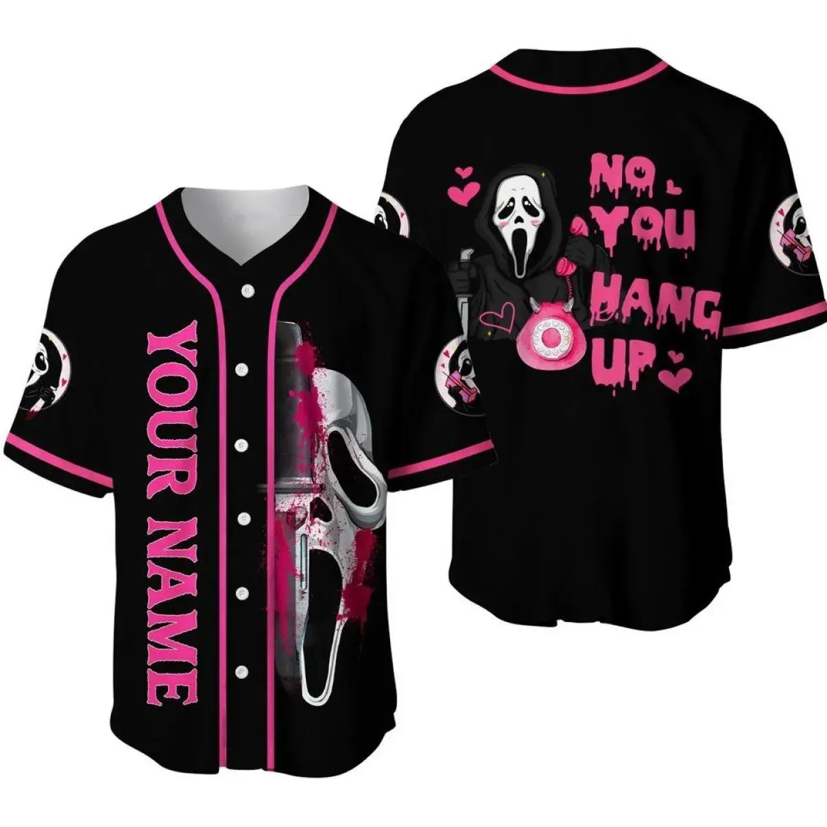Ghostface Halloween Baseball Jersey – Custom Name Horror Graphic Jersey for Horror Movie Lovers