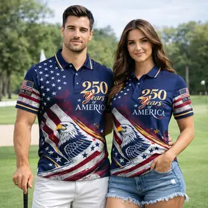 USA 250th Anniversary Couple Polo Shirt, American Flag 1776–2026 Patriotic Polo, United States Eagle Independence Day Apparel, Fathers day