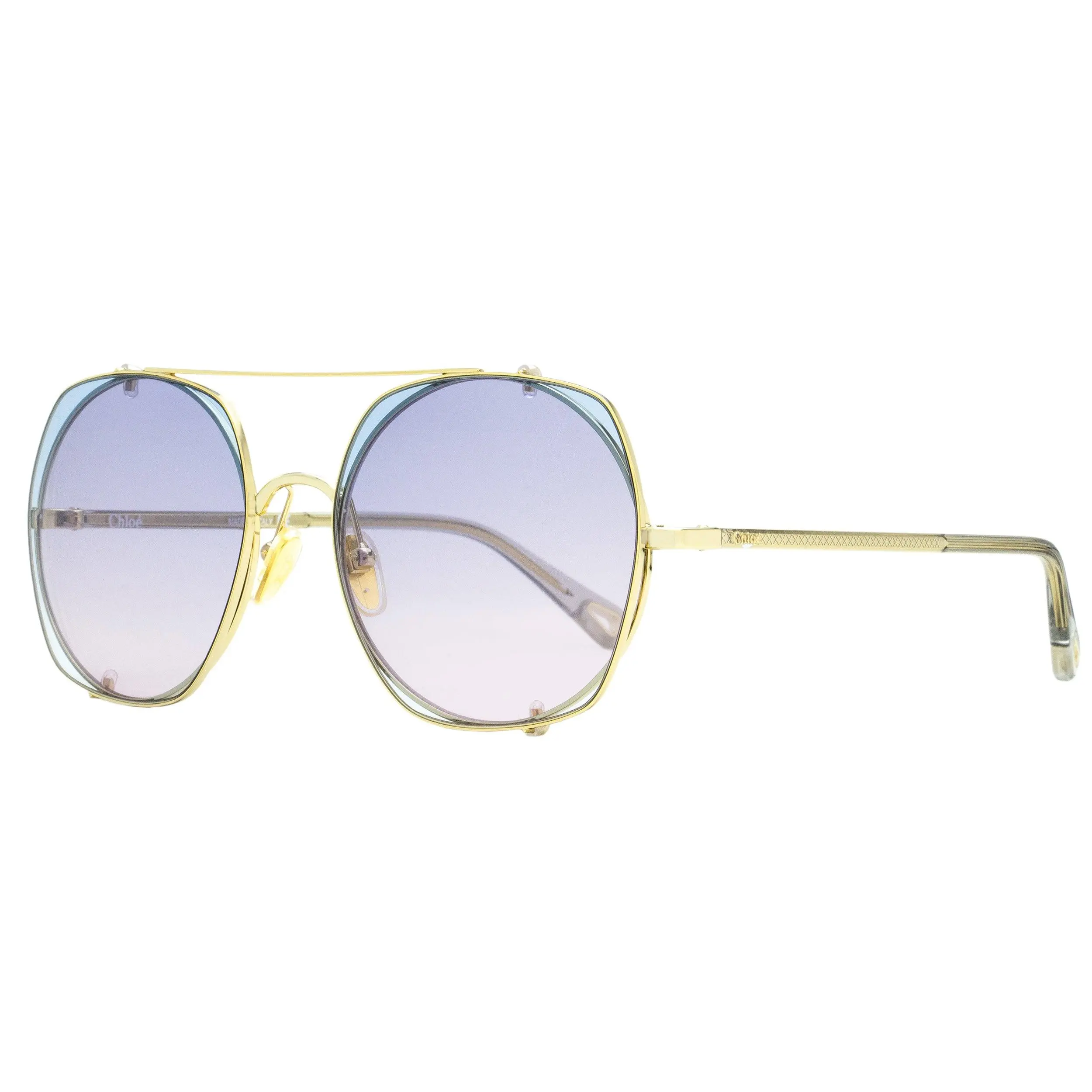 Chloe Clip-on Sunglasses CH0042S 002 Gold/Clear 56mm 42