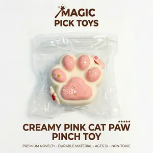 Final Sale | Creamy Pink Cat Paw Squishy - Kids Toys Food-Grade Silicone Slow-Rising Rebound Squishy Fidget Toys for Stress Relief - Soft Squeeze Toys with Thick Creamy Slime TextureHandmade Non-Toxic