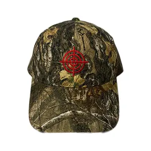 Embroidered Crosshair Bullseye Dad Hat - Black & Realtree Camo Unisex Antique Brass