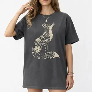 Comfort Colors Fox Shirt, Floral Fox Graphic Tee, Woodland Animal Shirt, Gift for Fox Lovers