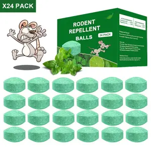 24 pieces per box. Natural peppermint oil rat repellent. It is used to drive away rats, mice, squirrels and other pests. Each tablet contains 16 grams of concentrated formula. Suitable for indoor and outdoor use. Keep rats away from your garden and home.