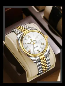 Men's Waterproof Luminous Quartz Watch, Fashionable High-End Calendar Feature, New Brand Men's Night Glow Analog Wristwatch
