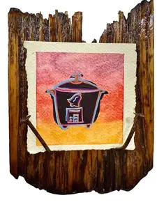 Under the Neon Moon Rice Pot Watercolor Art 4x4 Inches Cajun Spirit Louisiana Culture Unique Artwork