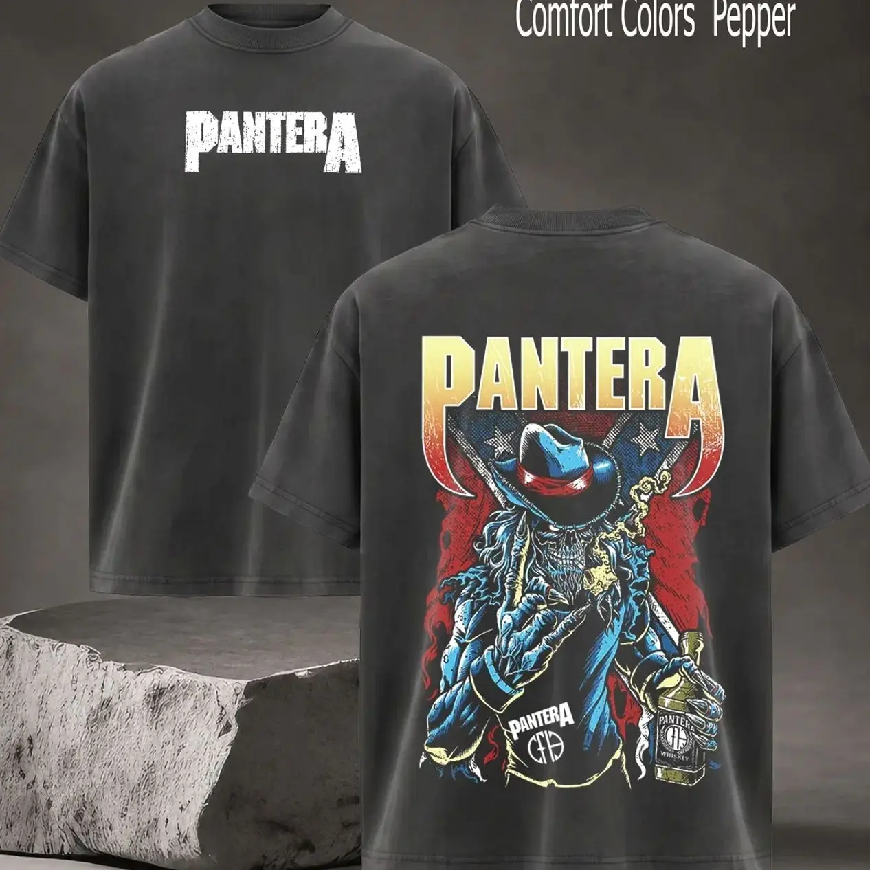 PANTERA "WHISKEY"...Black Unisex Graphic T- Shirt, metal band shirt, rock tour t-shirt, alternative band merch, trending t-shirt, 90s graphic tee, vintage graphic tee, grunge aesthetic shirt, classic rock merch 92Y
