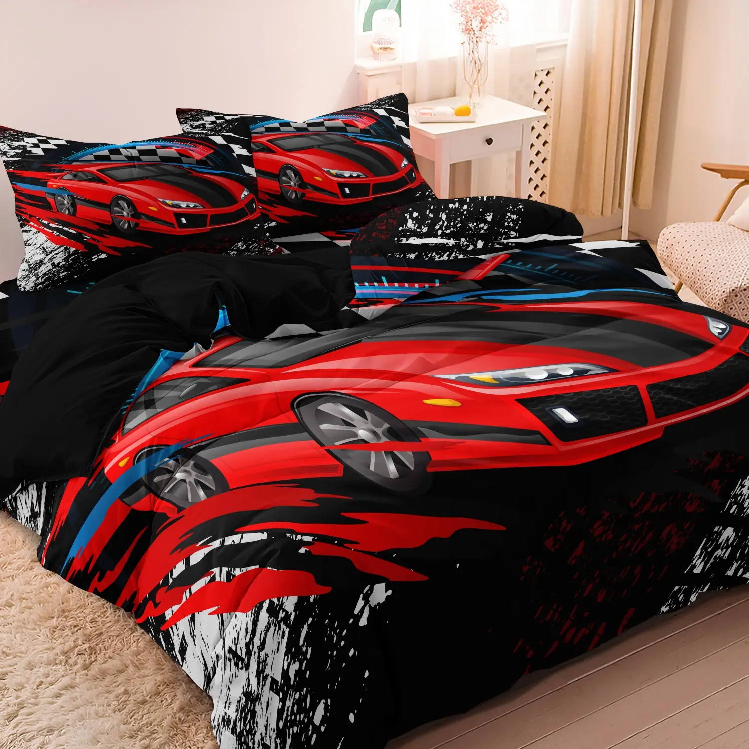 3pcs Game Controller Gamer Duvet Cover Set, Gaming Digital Printed Bedding Bed Sets Supplies, Washable Bedding Supplies, for Home Bedroom Dormitory and Hotel Use (1 Duvet Cover + 2 Pillowcases No Comforter No Pillow)