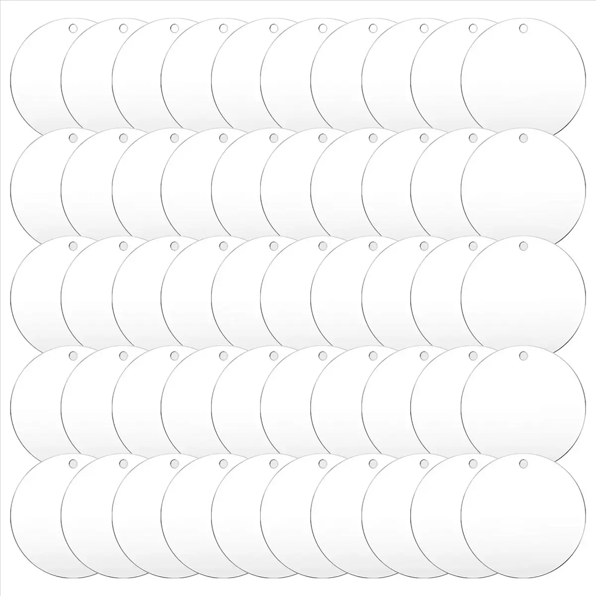 50 Pcs 3 Inch Acrylic Blanks with Hole Transparent Circle Ornament Clear Round Acrylic Christmas Ornament Blanks
