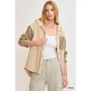 Umgee Washed French Terry Shacket