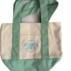Trader Joe's Mini Tote Bag Green Color. Eco-Friendly Durable for Everyday Use Lightweight & Portable