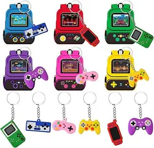 24 Pack Valentines Day Cards with Video Game Keychains for Kids Classroom School Exchange Gifts Valentines Party Favor Goodie Bag Stuffers