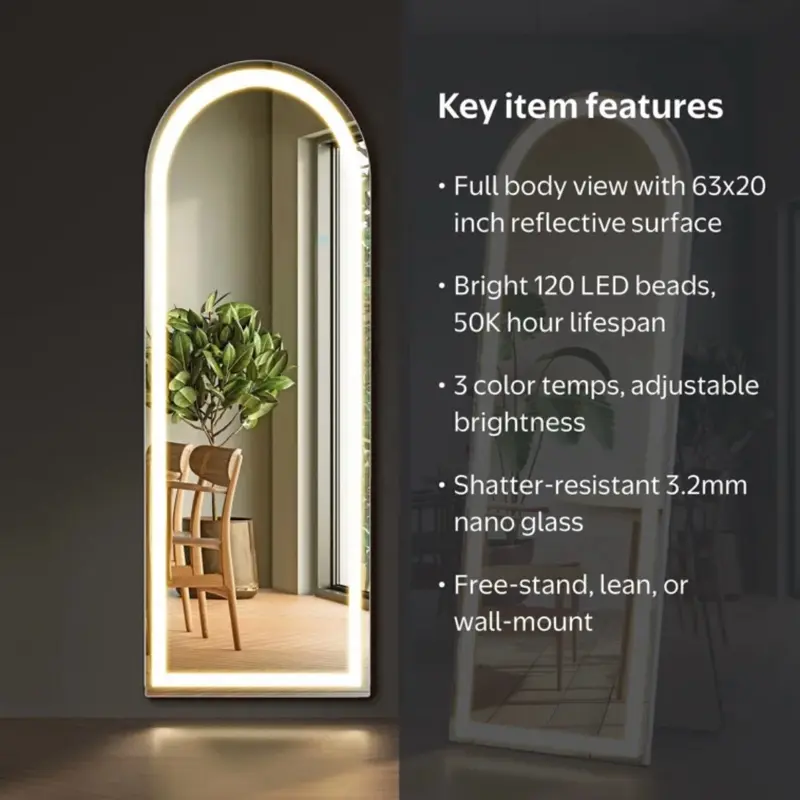 Full-Length LED Dimmable Floor Mirror Full-Length LED Dimmable Floor Mirror