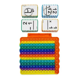 KIDGENIUS Kids Math Learning Games 12x12 Double-Sided Multiplication & Addition Board with Rainbow Charts Sensory Educational Toy with Dry Erase Marker Free 255 PCS Number Flash Cards
