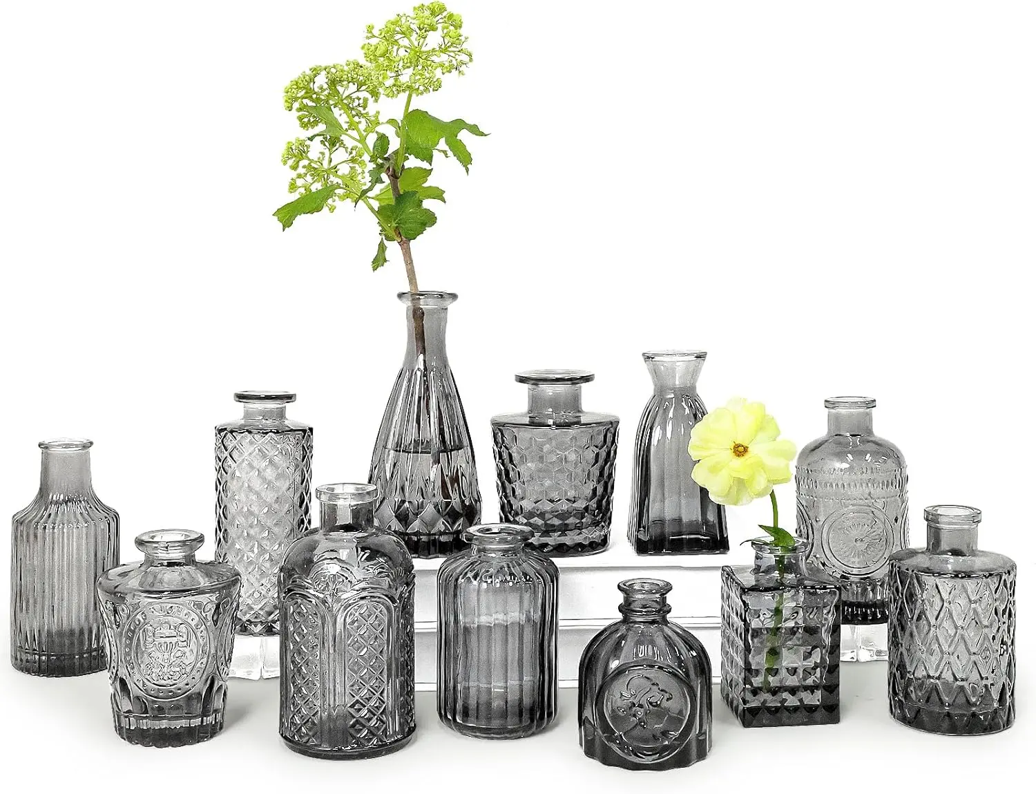 Bud Vase Set of 12, Black Bud Vases in Bulk, Small Flower Vases for Centerpieces, Mini  Vase for Rustic Wedding, Home,Table Decoration