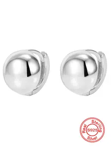 S925 Sterling Silver Round Ball Shaped Hoop Earrings, Elegant Fashionable Hoop Earrings for Women & Girls, Trendy All-match Vintage Jewelry for Birthday Gift