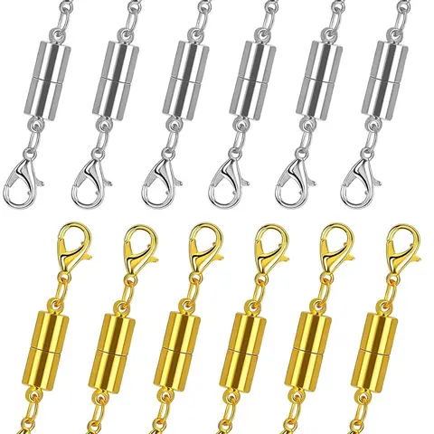 12 Pack Magnetic Necklace Clasp Jewelry Extender, Magnetic Jewelry Clasp Replacement for Necklace Closure and Jewelry Making Supplies, Necklace Magnets, Jewelry Accessories