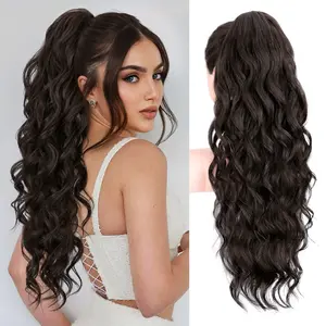 MAQUIUAGE 26Inch Claw Ponytail Extension Long Wavy Ponytail for Women Dark Brown Pony Tail Hairextension Synthetic Ponytail Hairpiece for Daily Use