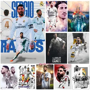Poster Self-Adhesive Waterproof Art Sticker, Aesthetic Minimalist Wall Poster for Coffee Shop, Bar & Home Room Decor Celebrities S-Sergio Ramos