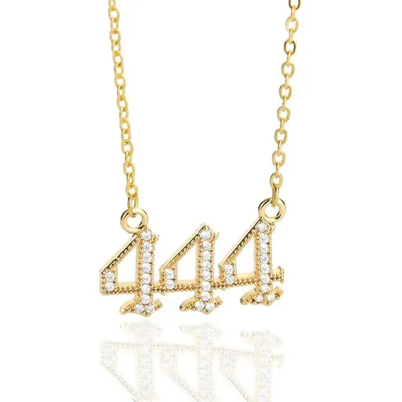14k Gold Angel Number Necklace, Dainty Pendants Necklace for Women, 111 222 333 444 555 666 777 888 999 Peonalized Number Chain