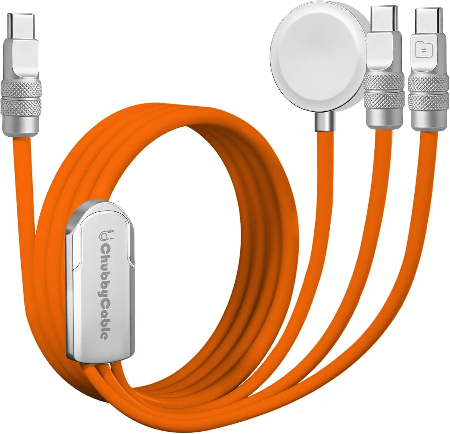 ChubbyCable Tri-Flex 100W 3-in-1 Fast Charging Cable, Soft Silicone Aluminium Cable with Type-C to Type-C Connector & Magnetic Watch Charger for Smart Watches, Android Devices
