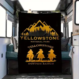 Cozy Yellowstone National Park Denim-Themed Soft Flannel Blanket - All-Season Comfort for RV Camping, Perfect Portable Gift, Decor Blanket Sale Christmas Decor Christmas Gifts Birthday Decorations