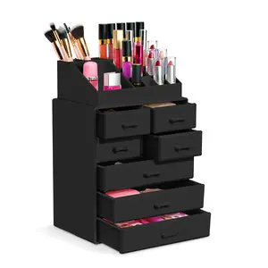 Sorbus Makeup Organizer, Brush Holder and Make Up Tall Storage Drawers (7 Drawer) Gift Glass Vanity Boxes Case Colorful Plastic Set Transparent